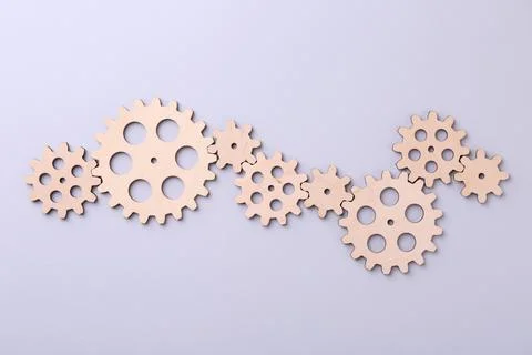Business process organization and optimization. Scheme with wooden figures .. Stock Photos