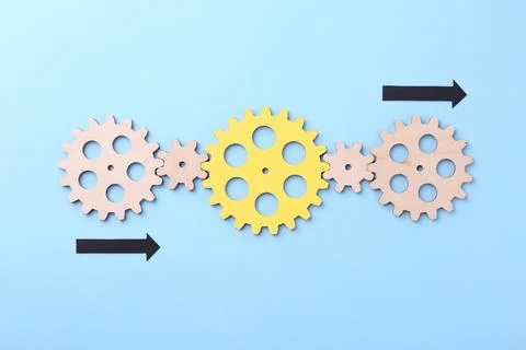 Business process organization and optimization. Scheme with wooden figures .. Stock Photos