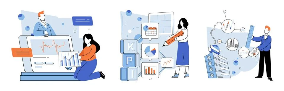 Business process. Procedures and methods streamline business development Stock Illustration