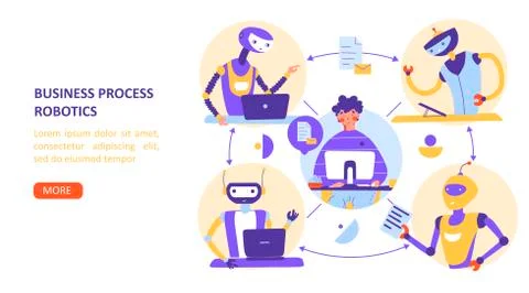 Business process robotization automation. Remote Work Concept. Vector Stock Illustration