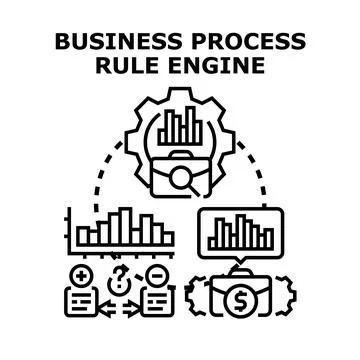 Business process rule engine managing data analysis and decision making Stock Illustration