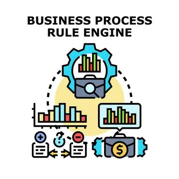 Business process rule engine managing data analysis and decision making Illustrazione stock