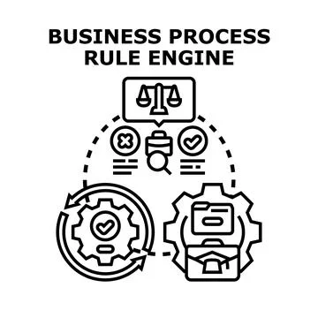 Business process rule engine managing workflow decisions Stockillustratie