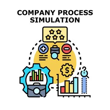 Business process simulation analyzing performance and optimization Stock Illustration
