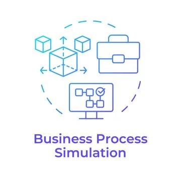 Business process simulation blue gradient concept icon Stock Illustration