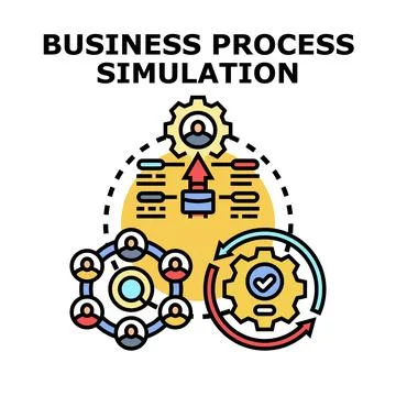 Business process simulation model optimizing workflow strategy Stock Illustration