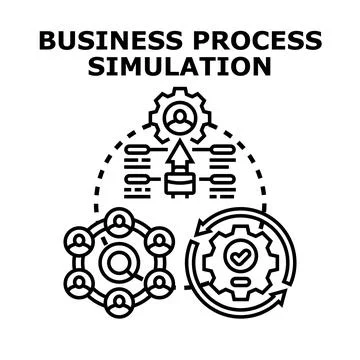 Business process simulation model optimizing workflow strategy Stock Illustration
