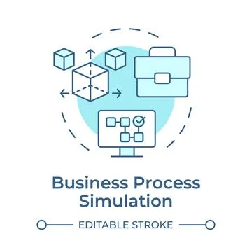 Business process simulation soft blue concept icon Stock Illustration