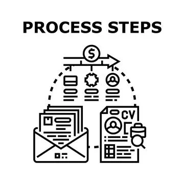 Business process steps development vector concept Illustrazione stock