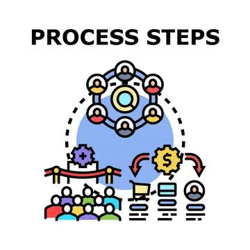 Business process steps development vector illustration concept Stock Illustration