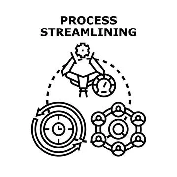 Business process streamlining concept automation, time management, and collab Illustration
