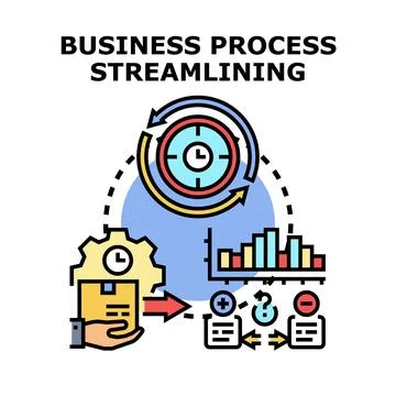 Business process streamlining optimizing efficiency cycle concept Stockillustratie