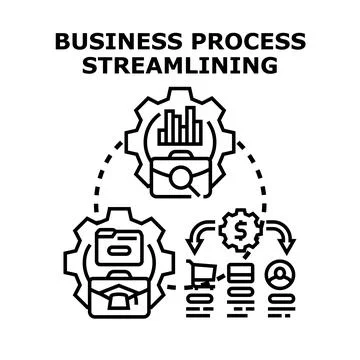 Business process streamlining optimizing workflow efficiency concept Stock Illustration