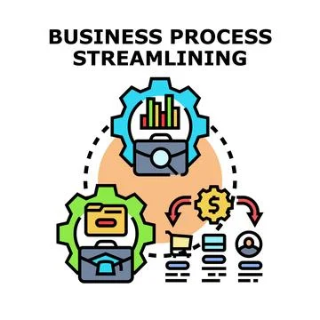Business process streamlining optimizing workflow efficiency concept Stock Illustration