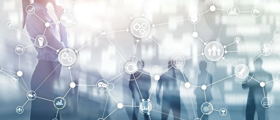 Business process structure industrial workflow diagram automation innovation Stock Photos