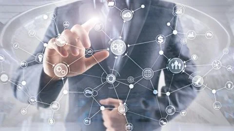 Business process structure industrial workflow diagram automation innovation Stock Photos