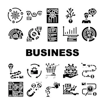Business process technology chart icons set vector Stock Illustration