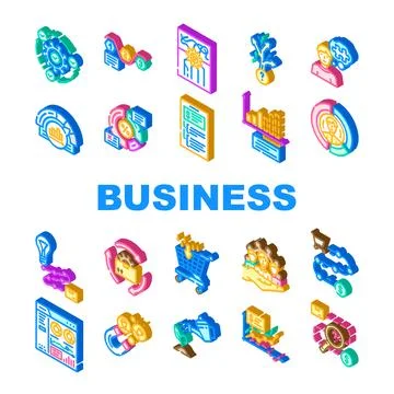 Business process technology chart icons set vector Stock Illustration