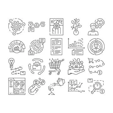 Business process technology chart icons set vector Stock Illustration