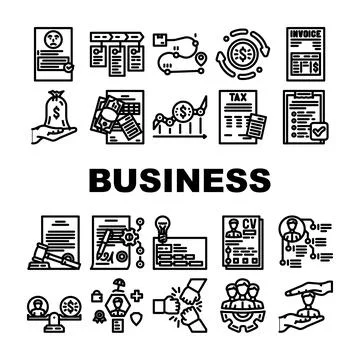 Business process technology icons set vector Stockillustratie