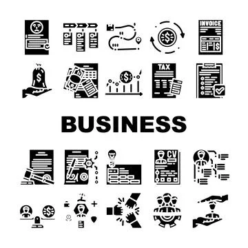 Business process technology icons set vector Stockillustratie
