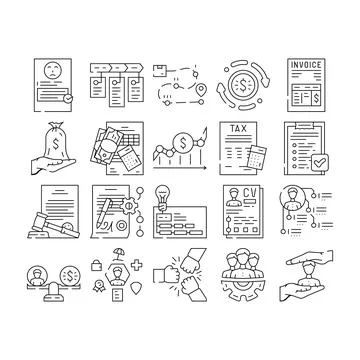 Business process technology icons set vector Illustrazione stock
