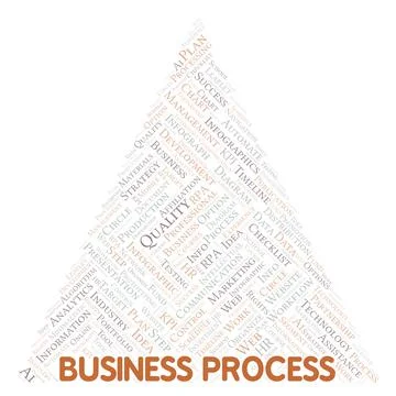 Business Process typography word cloud create with the text only. Stock Illustration