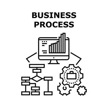 Business Process Vector Concept Black Illustration Stock Illustration