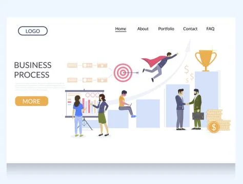 Business process vector website landing page design template Stock Illustration