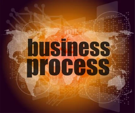 Business process word on digital screen, mission control interface hi technol Stock Illustration