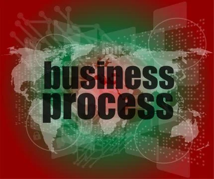 Business process word on digital screen, mission control interface hi technol 스톡 일러스트