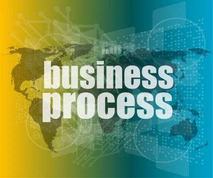 Business process word on digital screen, mission control interface hi technol イラスト素材