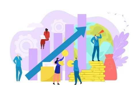 Business process work concept vector illustration.Finance growth by flat Stock Illustration