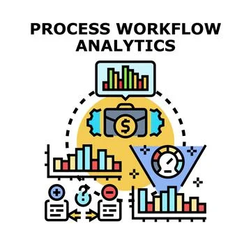 Business process workflow analytics illustrating data management Stock Illustration