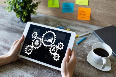 Business process workflow and automation concept on screen Stock-Fotos