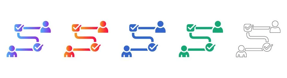 Business Process Workflow and Team Task Icons Stock Illustration