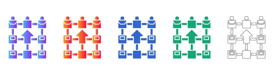 Business Process Workflow Hierarchy Icons 스톡 일러스트