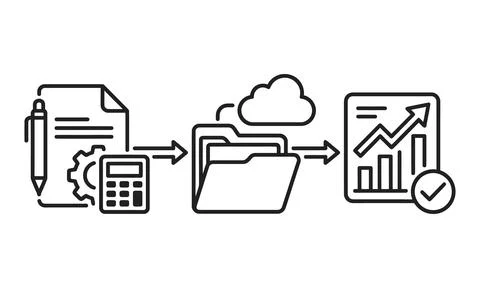 Business process workflow icon set Stock Illustration