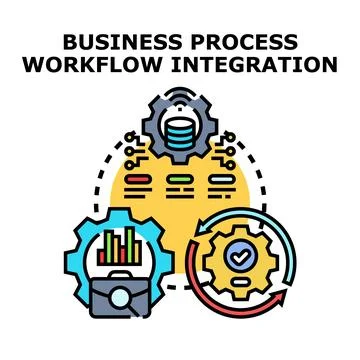 Business process workflow integration optimizing efficiency and data manageme Stock Illustration