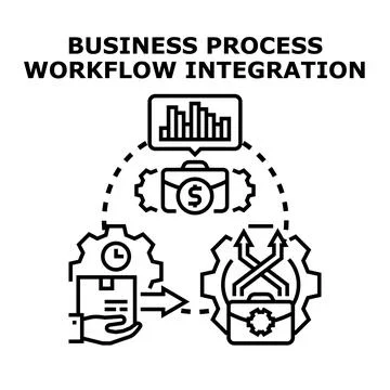 Business process workflow integration optimizing company operation lifecycle Ilustração Stock