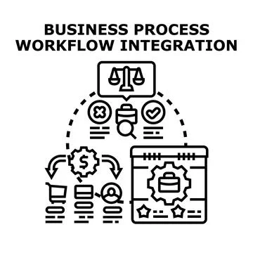 Business process workflow integration optimizing efficiency Stock Illustration