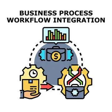 Business process workflow integration optimizing company operation lifecycle Stock Illustration