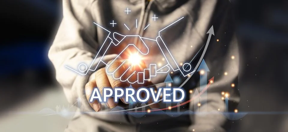 Business process workflow that represents management approvals. Flowchart w.. Foto stock