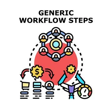 Business process workflow steps system development concept Illustrazione stock