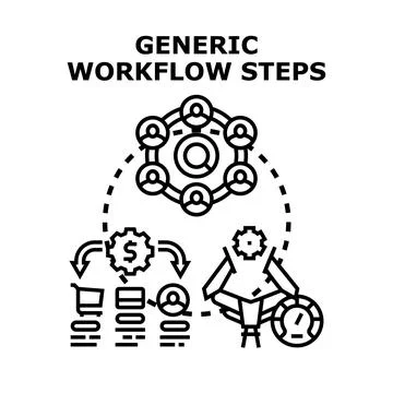 Business process workflow steps system development concept Stockillustratie