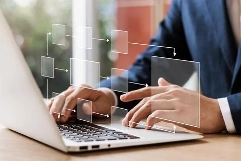 Business process Workflows and flowcharts, business hierarchy The relationshi Stock Photos