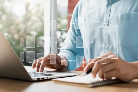 Business process Workflows and flowcharts, business hierarchy The relationshi Stock Photos