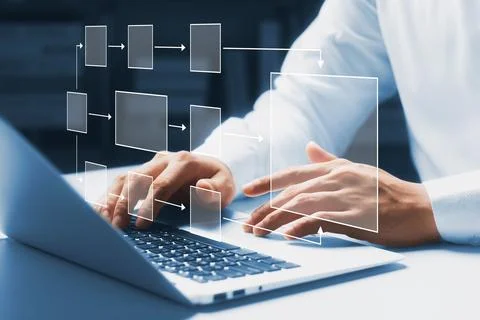 Business process Workflows and flowcharts, business hierarchy The relations.. Stock Photos