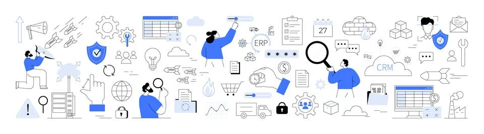 Business Processes and Data Analytics for ERP and CRM Systems 스톡 일러스트