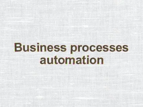 Business Processes Automation on fabric texture background Stock Illustration